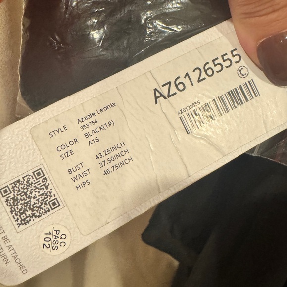 Azazie Leonia Black A-Line Sleeve Dress, 16, NWT - Picture 7 of 11